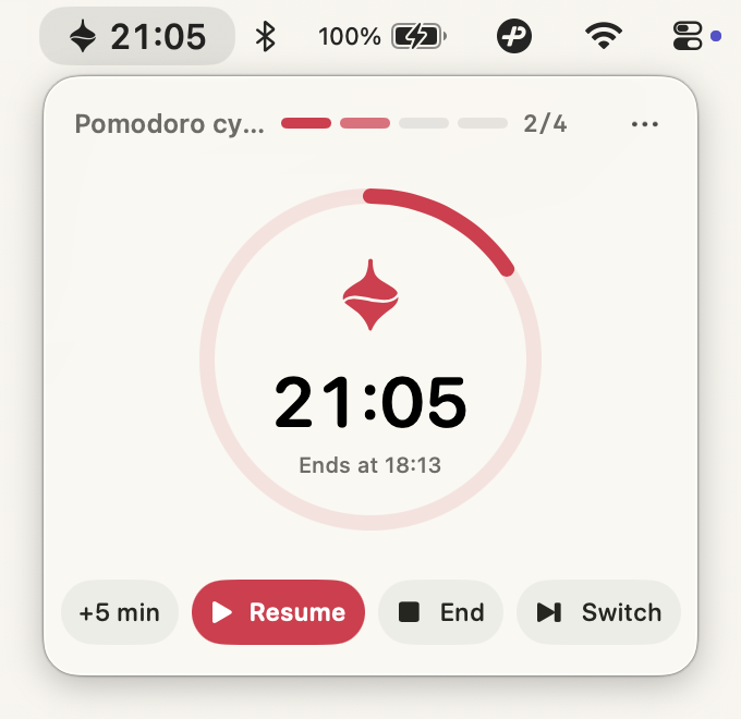 Gyrondo menu bar popover